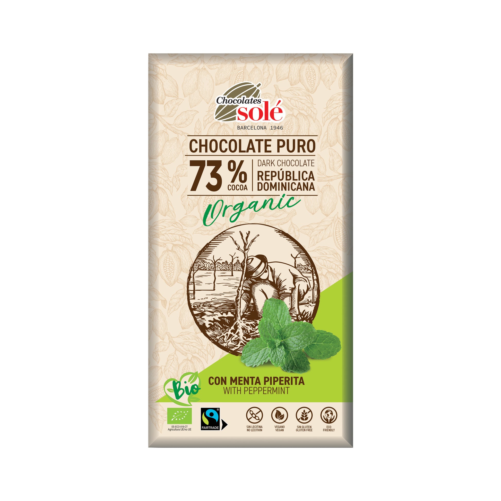 660197 Čokoláda hořká s mátou 100 g BIO   SOLÉ-1
