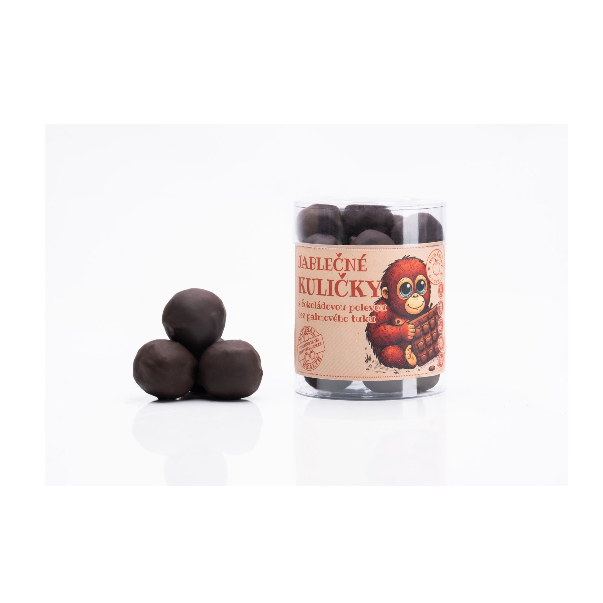 662243 Kuličky jablečné s čokoládovou polevou 100 g   BIOPRODUKT JT-1