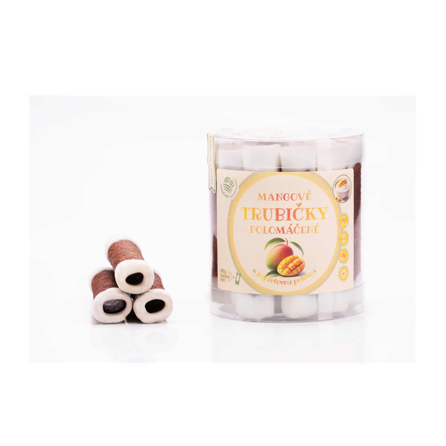 662246 Trubičky ovocné polomáčené mango 220 g   BIOPRODUKT JT-1