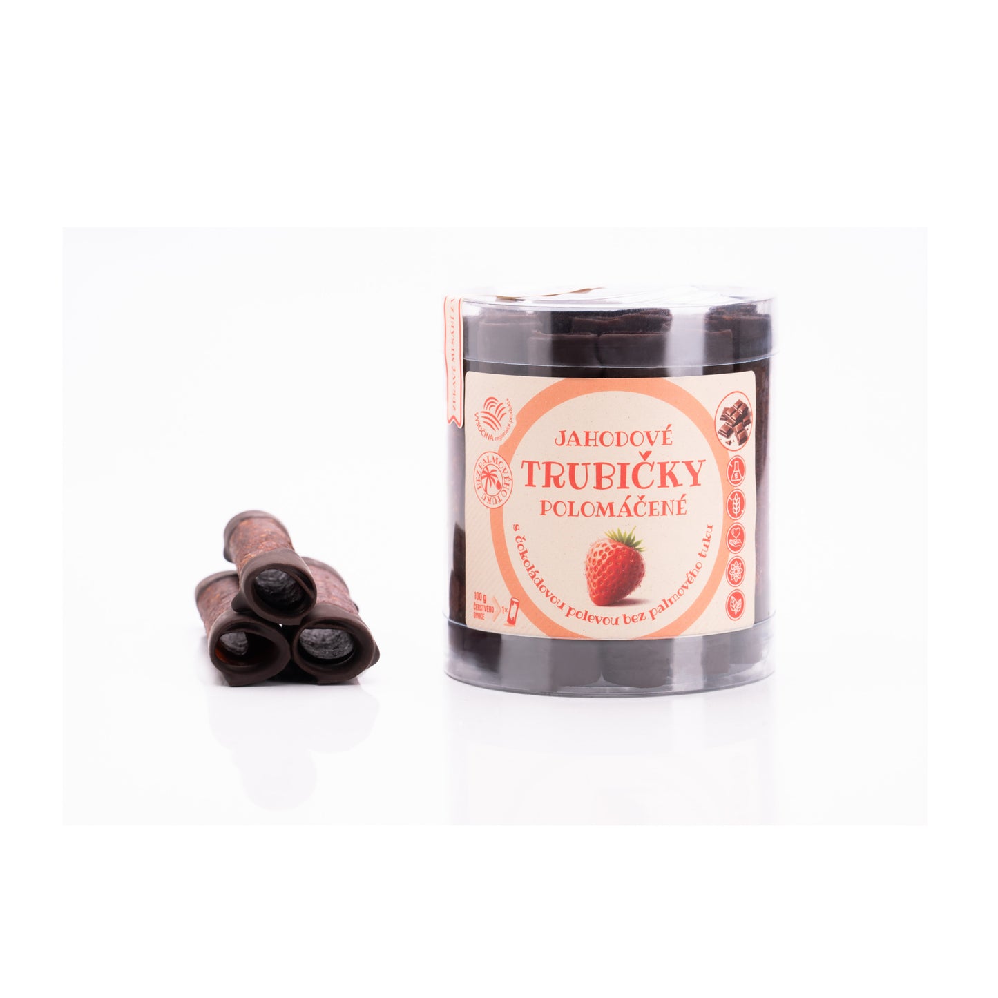 662249 Trubičky ovocné polomáčené jahoda 220 g   BIOPRODUKT JT-1