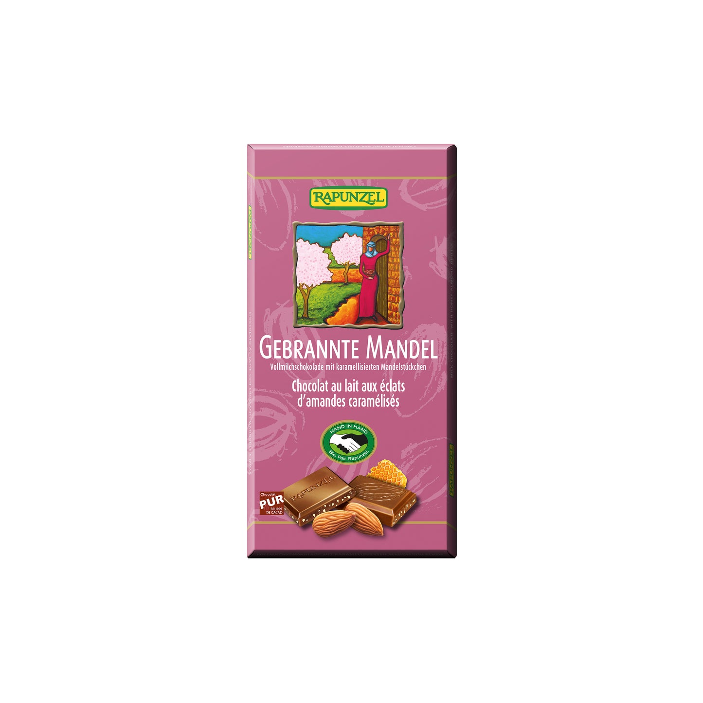 665243 Čokoláda mléčná s praženými mandlemi 100 g BIO   RAPUNZEL-1