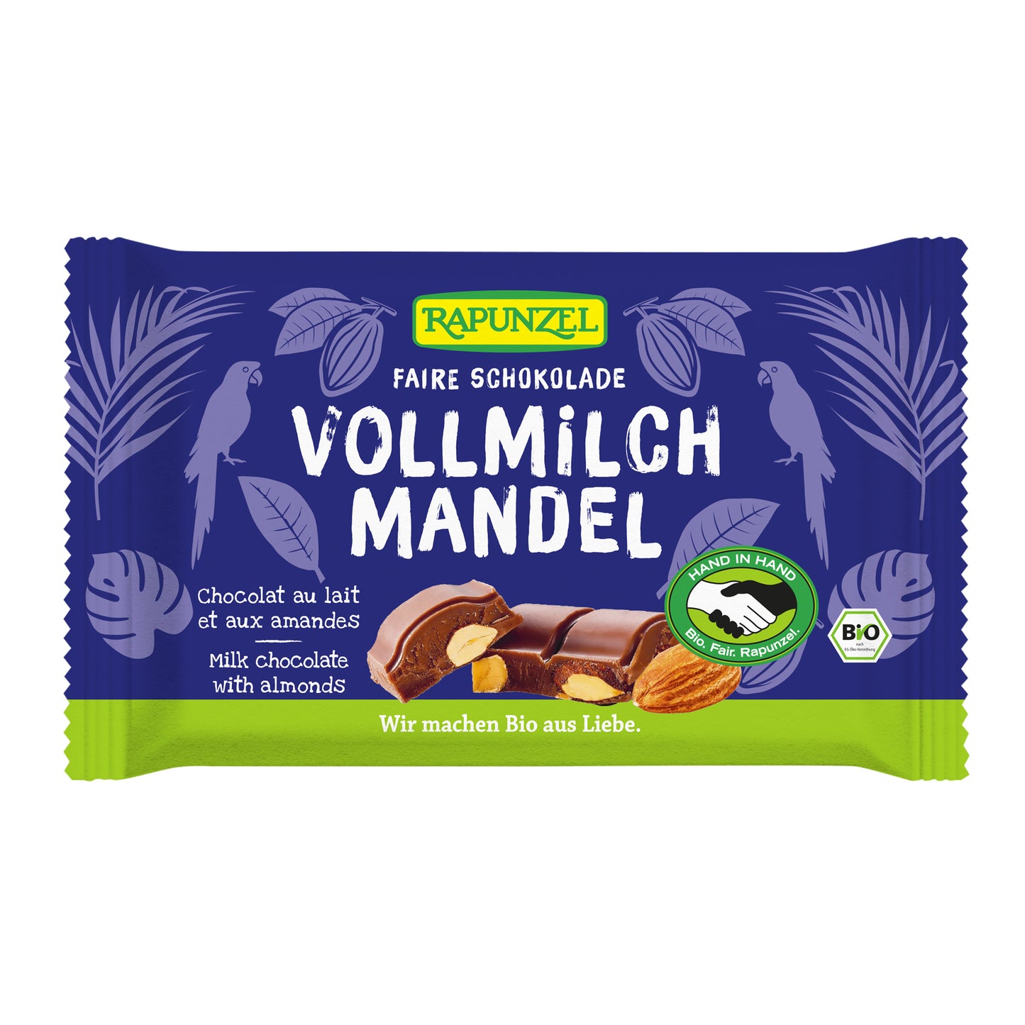 665256 Čokoláda mléčná s mandlemi 100 g BIO   RAPUNZEL-1
