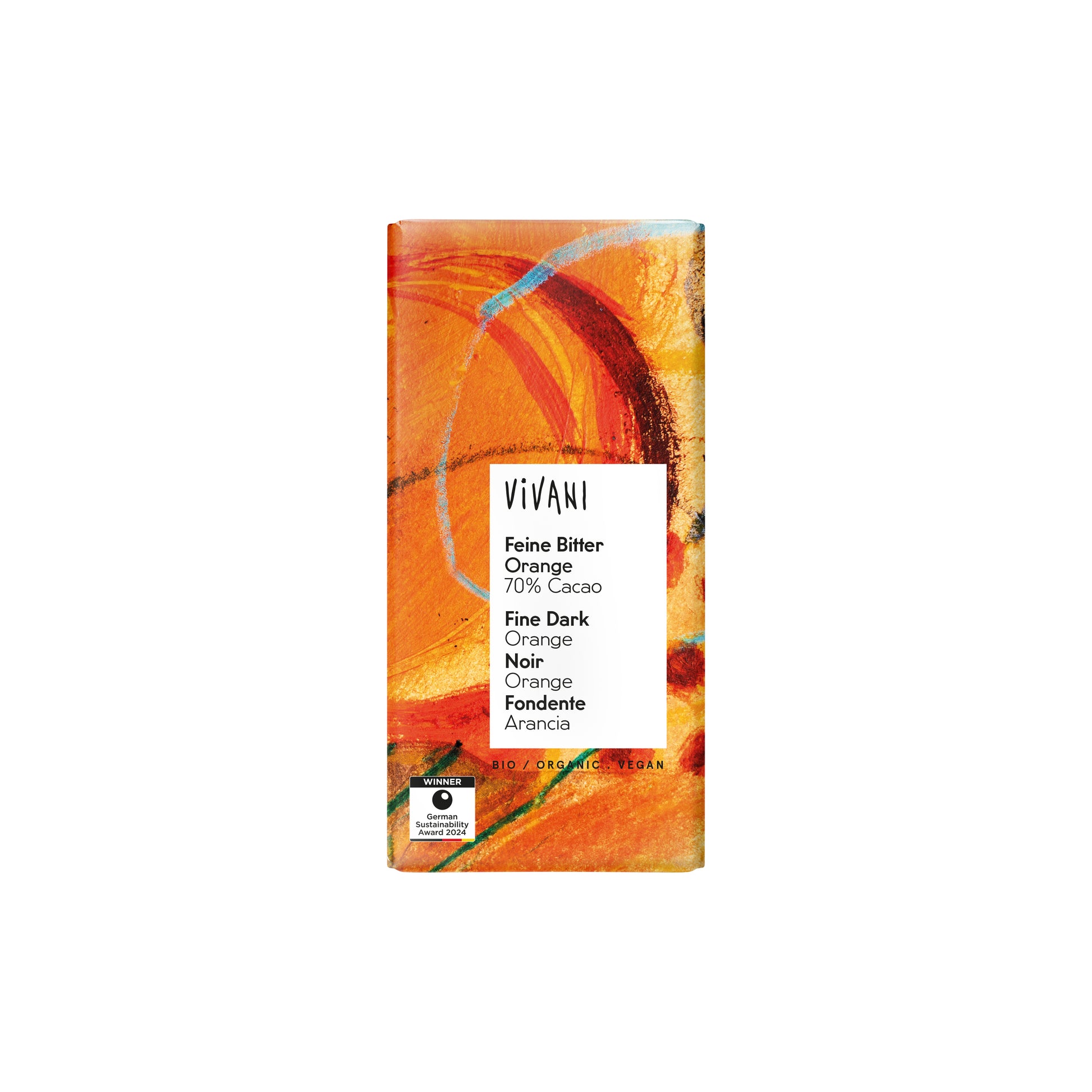 665369 Čokoláda hořká pomerančová 80 g BIO   VIVANI-1