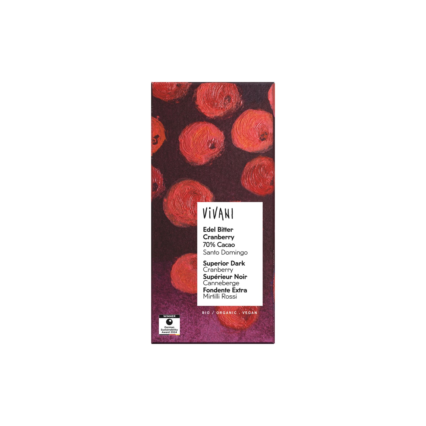 665372 Čokoláda hořká s brusnicemi 80 g BIO   VIVANI-1