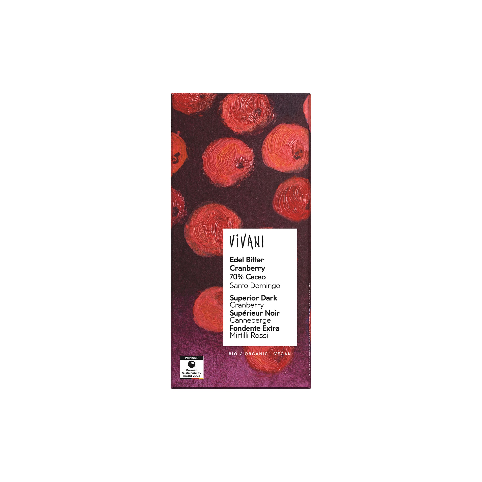 665372 Čokoláda hořká s brusnicemi 80 g BIO   VIVANI-1