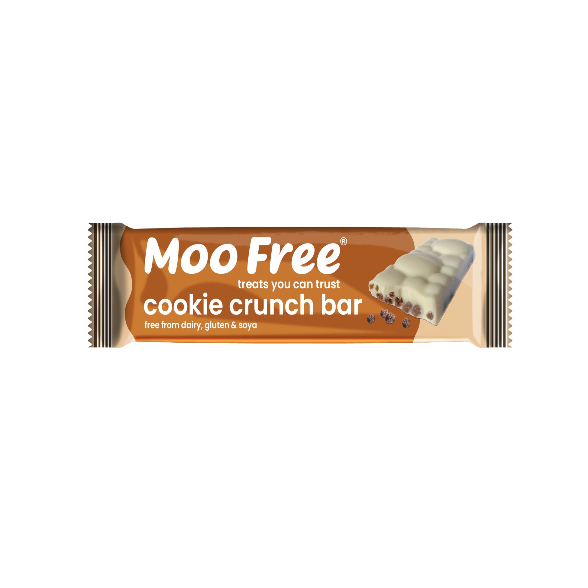 665384 Tyčinka bílá s kousky křupavých kakaových sušenek 35 g   MOO FREE-1