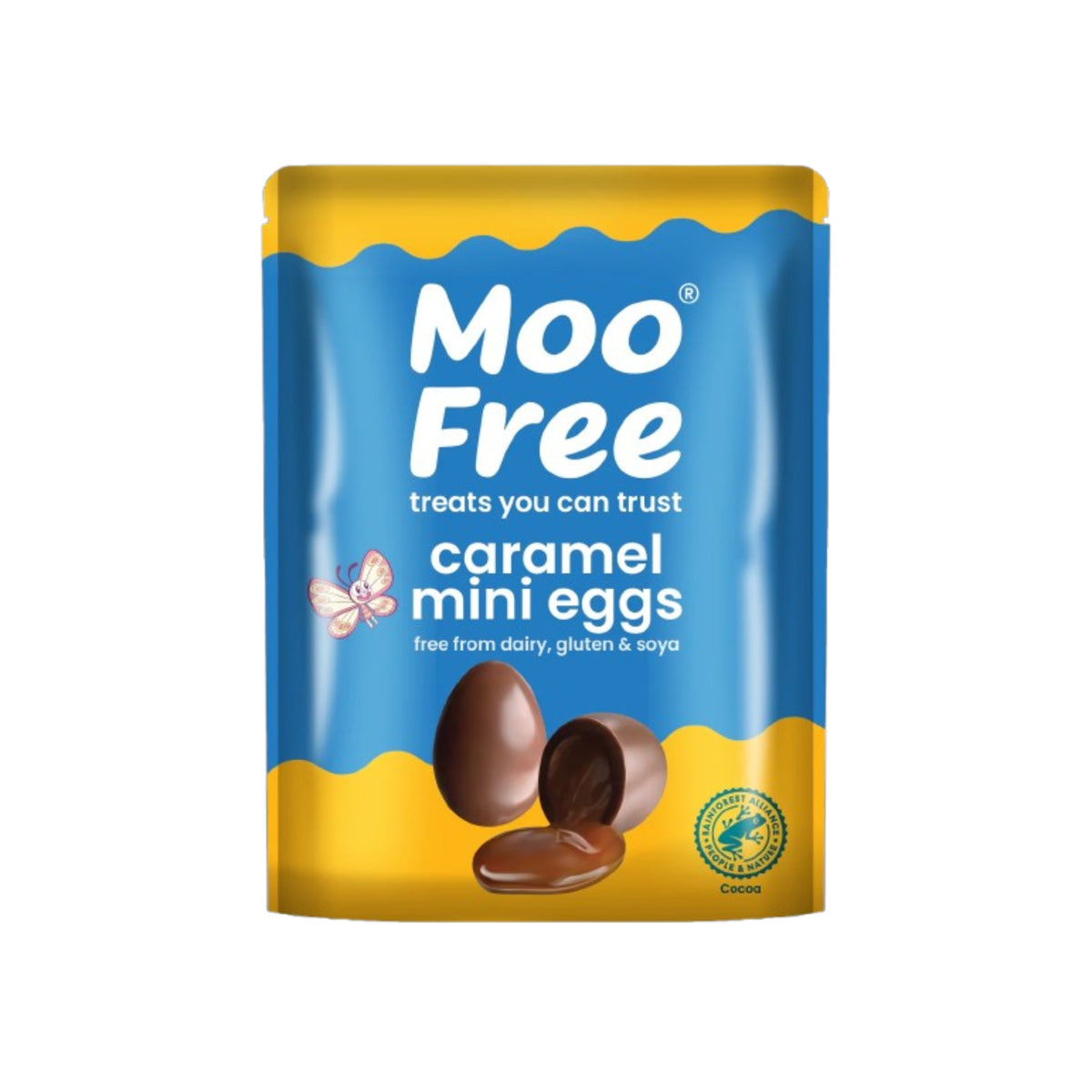 665394 Vajíčka kakaová plněná karamelem 84 g   MOO FREE-1