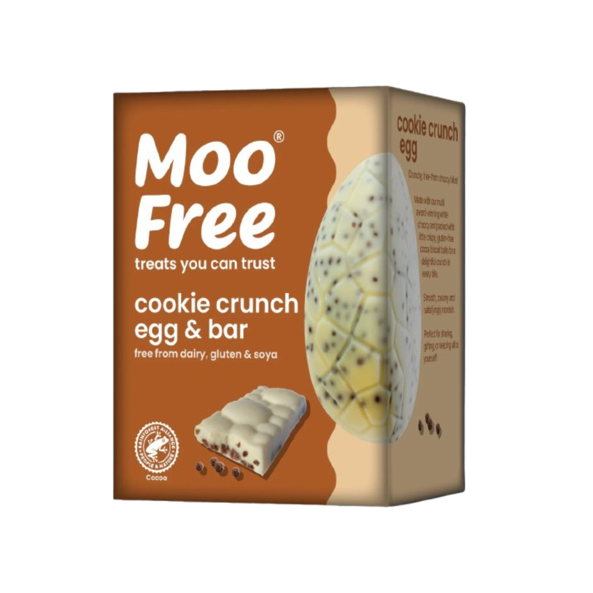 665395 Vajíčko a tyčinka kakaová bílá s kousky křupavých kakaových sušenek 135 g   MOO FREE-1