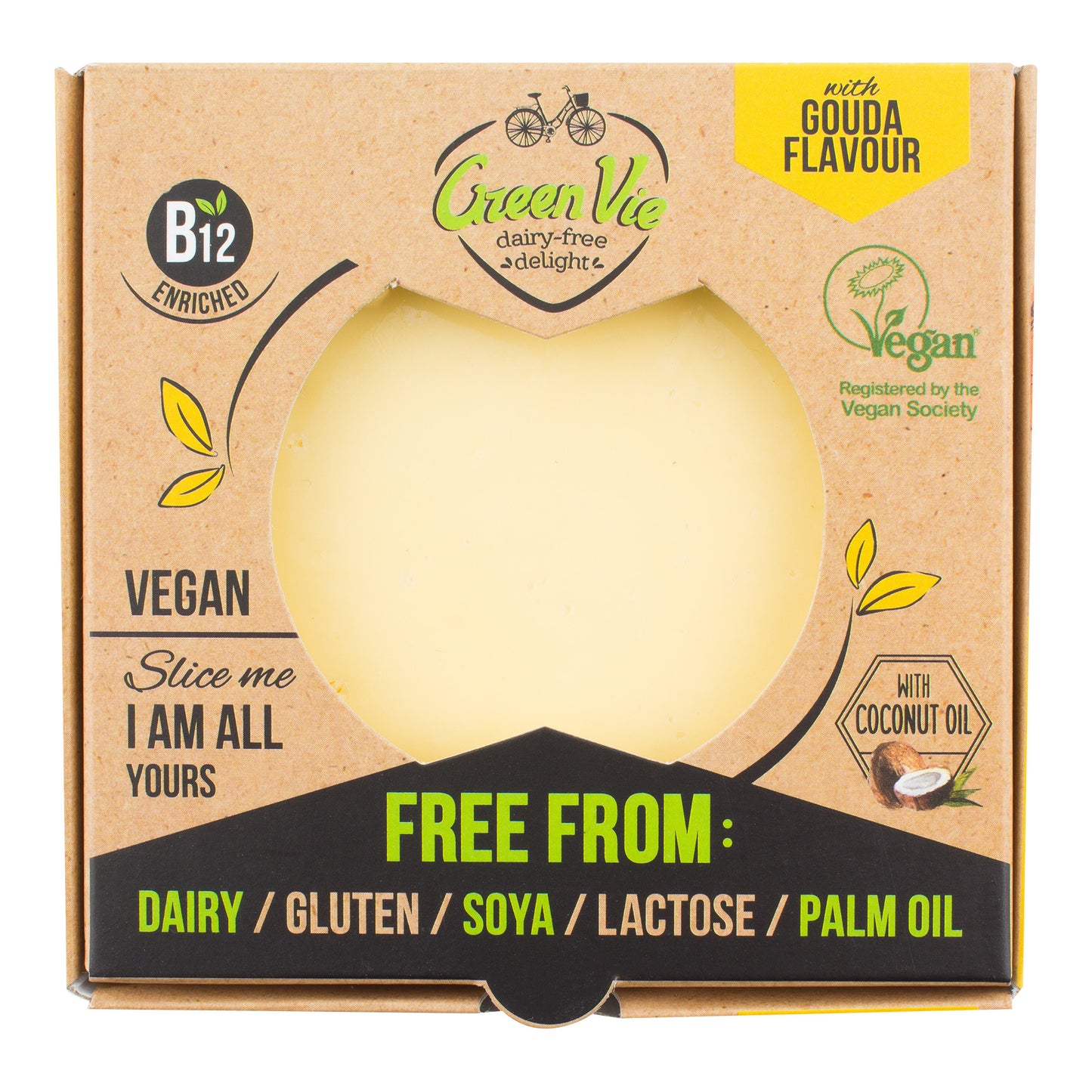 712098 Veganská alternativa sýru gouda blok 250 g   GREENVIE-1