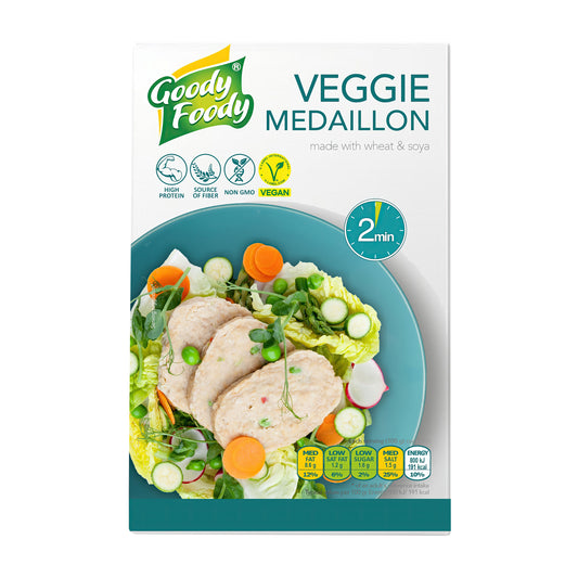 742043 Veganská alternativa kuřecích medailonků 150 g   GOODY FOODY-1