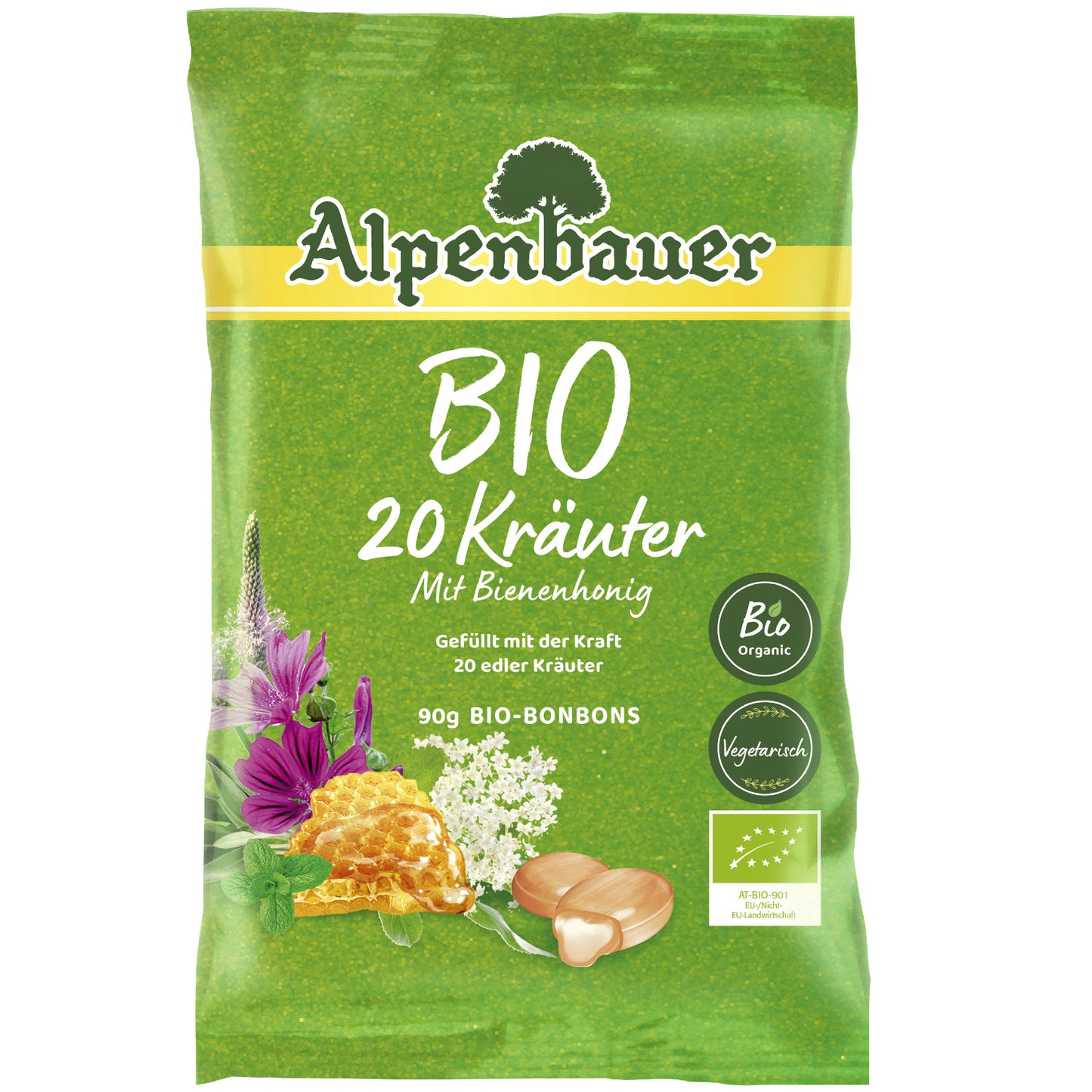 Alpenbauer Prírodné bylinkové cukríky 20 byliniek 90g bio