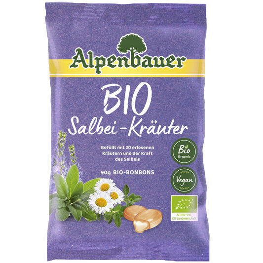 Alpenbauer Prírodné bylinkové cukríky šalvia a bylinky 90g bio