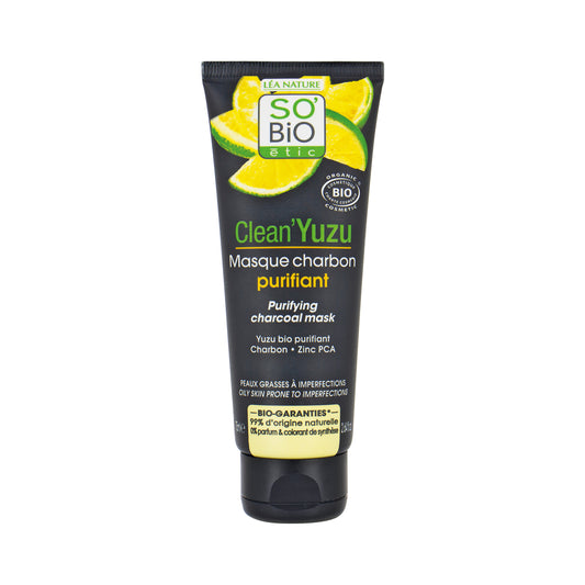 943960 Maska pleťová čisticí s aktivním uhlím Clean Yuzu 75 ml BIO   SO’BiO étic-1