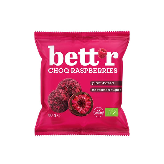 Bettr Mrazom sušené maliny v kakaovej poleve 50g bio