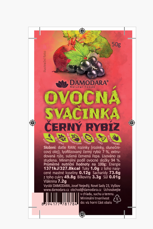 DAMODARA Tyčinka ríbezľa -červená repa 50g   Nová receptúra