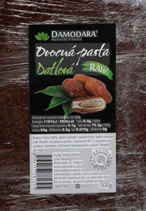 DAMODARA Datlová pasta RAW 500g